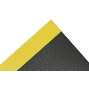 Superior Manufacturing 3' X 75' Black With Yellow Edge PVC Notrax Non-Conductive Switchboard Anti-Fatigue Floor Mat