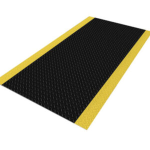 Superior Manufacturing 3' X 75' Black With Yellow Edge PVC Notrax Non-Conductive Switchboard Anti-Fatigue Floor Mat