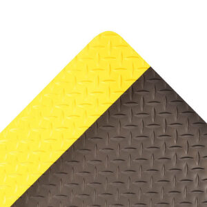 Superior Manufacturing 2" X 75" Black With Yellow Edge Vinyl Notrax Anti-Fatigue Floor Mat With PVC Foam Back