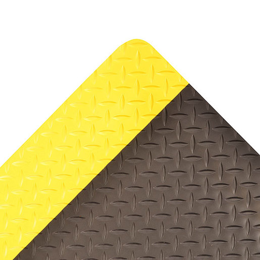 Superior Manufacturing 3" X 75" Black With Yellow Edge Vinyl Notrax Anti-Fatigue Floor Mat With PVC Foam Back