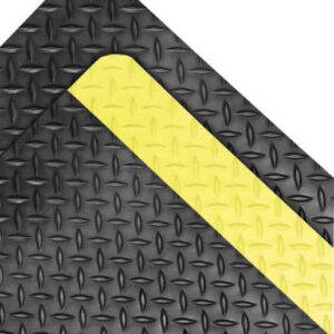 Superior Manufacturing 2' X 3' Black With Yellow Edge Rubber Notrax Anti-Fatigue Floor Mat With PVC Foam Back