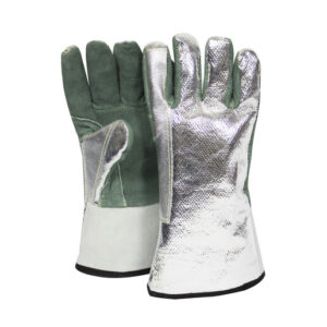 National Safety Apparel CARBON ARMOUR One Size Fits Most 13" Green 18 Ounce Leather Heat Resistant Gloves With Cotton Lining And Wing Thumb