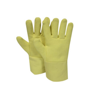 NATIONAL SAFETY APPAREL CUTGUARD ONE SIZE FITS MOST 12" YELLOW 38 OUNCE REVERSED DUPONT KEVLAR TERRYCLOTH HEAT RESISTANT GLOVES WITH KEVLAR TWILL CUFF AND WOOL LINING AND WING THUMB