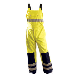 OCCUNOMIX HI-VIZ YELLOW AND NAVY BLUE 48" 150D OXFORD WITH PU COATING BIB OVERALLS