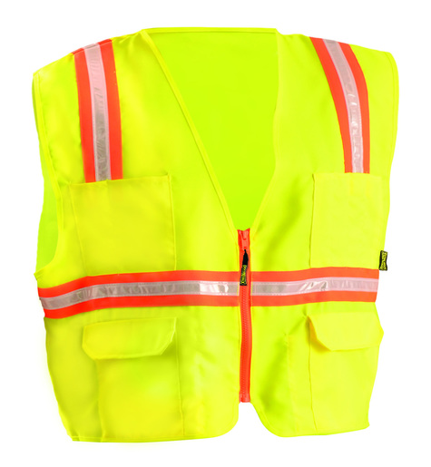 OCCUNOMIX YELLOW ECONOMY VALUE POLYESTER VEST WITH FRONT ZIPPER CLOSURE