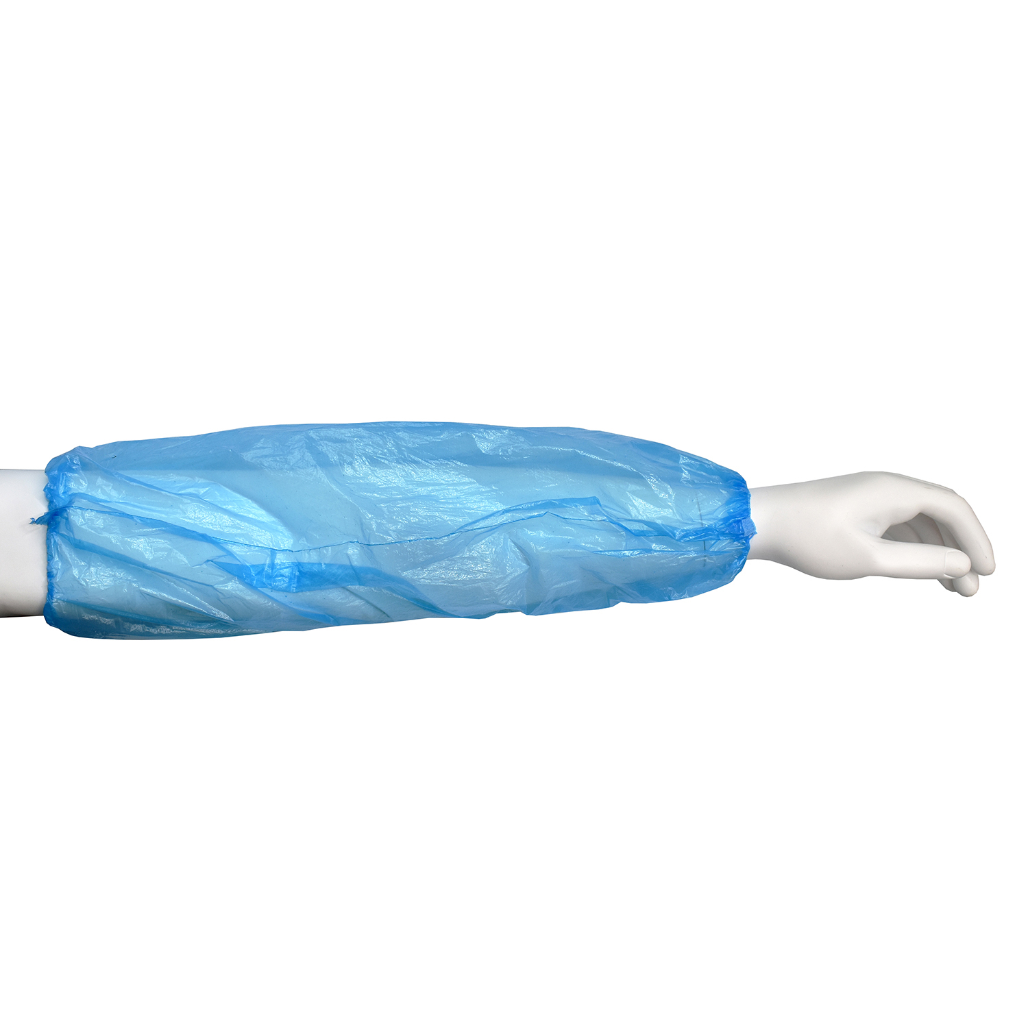 1.25 MIL BLUE POLYETHYLENE SLEEVE, ELASTIC AT BOTH ENDS, 18" LENGTH