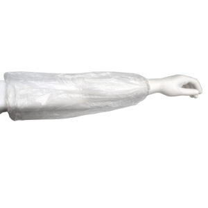 1.25 MIL CLEAR POLYETHYLENE SLEEVE, ELASTIC AT BOTH ENDS, 18" LENGTH