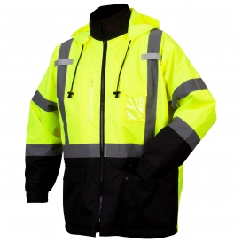 Type R Class 3 Black Bottom Parka Jacket, with Zip-Out Fleece Liner, Lime,