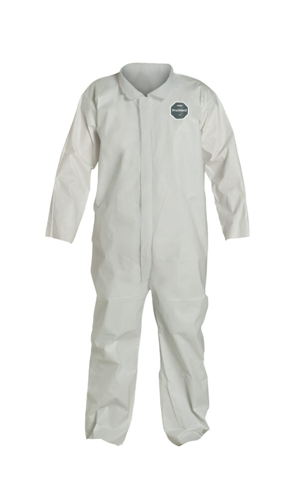 DuPont ProShield 60 Coverall. Collar. Open Wrists and Ankles. Serged Seams. White