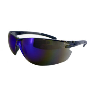 Radnor Classic Plus Series Safety Glasses With Gray Frame And Blue Polycarbonate Hard Coat Mirror Lens