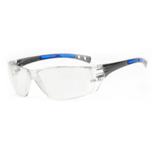 Radnor Cobalt Classic Series Safety Glasses With Charcoal Frame, Clear IndoorOutdoor Lens And Flexible Cushioned Temple