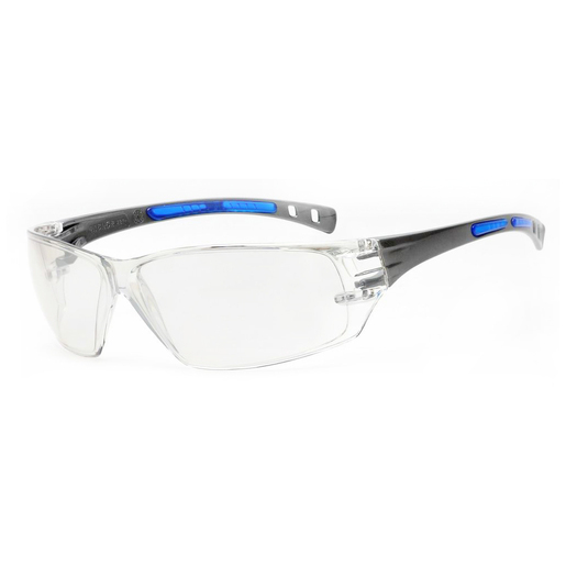 Radnor Cobalt Classic Series Safety Glasses With Charcoal Frame, Clear IndoorOutdoor Anti-Fog Lens And Flexible Cushioned Temple