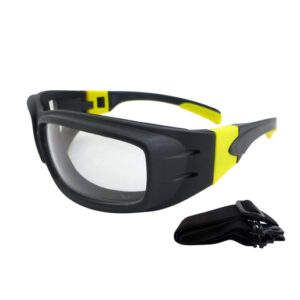Radnor Panzer Sealed Safety Glasses With Black And Yellow Frame And Clear Anti-Fog Lens