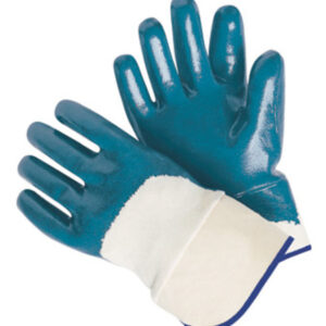 Radnor Large Blue Nitrile Three-Quarter Coated Work Gloves With Natural Jersey Liner And Safety Cuff