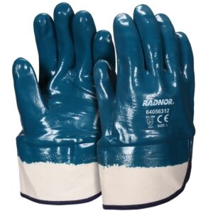 Radnor Large Blue Nitrile Full Coated Work Gloves With Natural Jersey Liner And Safety Cuff