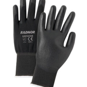 RADNOR 13 GAUGE POLYURETHANE PALM COATED WORK GLOVES WITH NYLON LINER AND KNIT WRIST