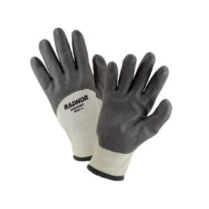 RADNOR BLACK AND GRAY PVC ACRYLICNYLON LINED COLD WEATHER GLOVES