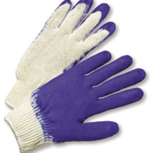 Radnor Large 7 Gauge Blue Rubber Palm And Finger Coated Work Gloves With White Cotton And Polyester Liner And Knit Wrist