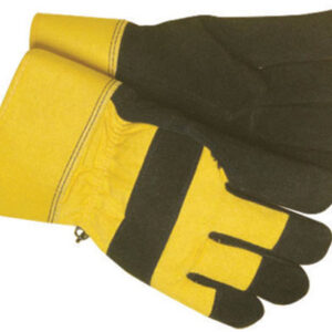 Radnor Large Black And Yellow Canvas And Leather Thinsulate Lined Cold Weather Gloves