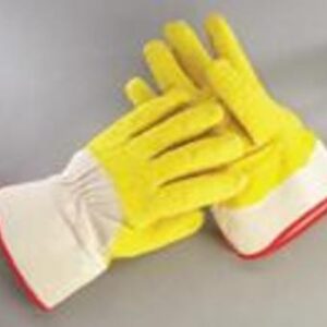 Radnor Large Yellow Latex Three-Quarter Coated Work Gloves With Natural Cotton Canvas Liner, Safety Cuff And Crinkle Finish