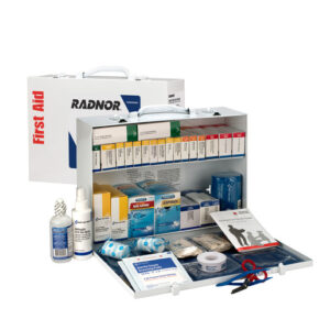 Radnor White Metal Portable Or Wall Mounted 75 - 100 Person 2 Shelf First Aid Cabinet With Medicinals