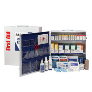 Radnor White Metal Portable Or Wall Mounted 100 - 150 Person 3 Shelf First Aid Cabinet With Medicinals