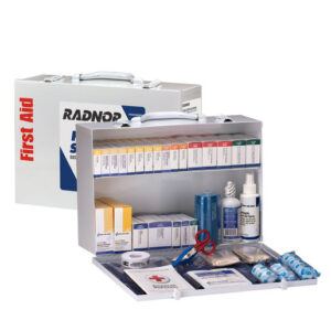 Radnor White Metal Portable Or Wall Mounted 75 - 100 Person 2 Shelf First Aid Cabinet
