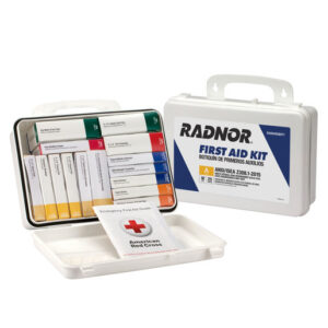 Radnor White Plastic Portable Or Wall Mounted 25 Person 16 Unit First Aid Kit