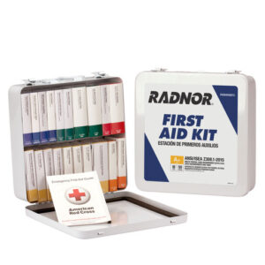 Radnor White Metal Portable Or Wall Mounted 50 Person 24 Unit First Aid Kit