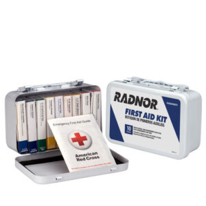 Radnor White Metal Portable Or Wall Mounted 10 Person 10 Unit First Aid Kit