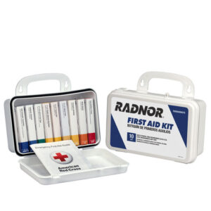 Radnor White Plastic Portable Or Wall Mounted 10 Person 10 Unit First Aid Kit