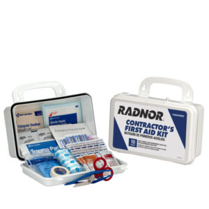 Radnor White Plastic Portable Or Wall Mounted 10 Person Contractor First Aid Kit