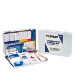 Radnor White Metal Portable Or Wall Mounted 50 Person Contractor First Aid Kit