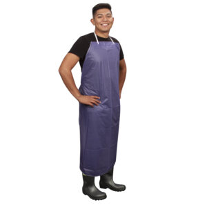 6 MIL BLUE VINYL APRON, TIE STRINGS & SEWN EDGES, 36" X 48"