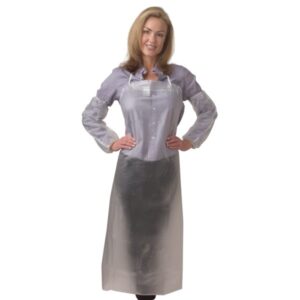 6 MIL CLEAR VINYL APRON, TIE STRINGS & SEWN EDGES, 36" X 48"