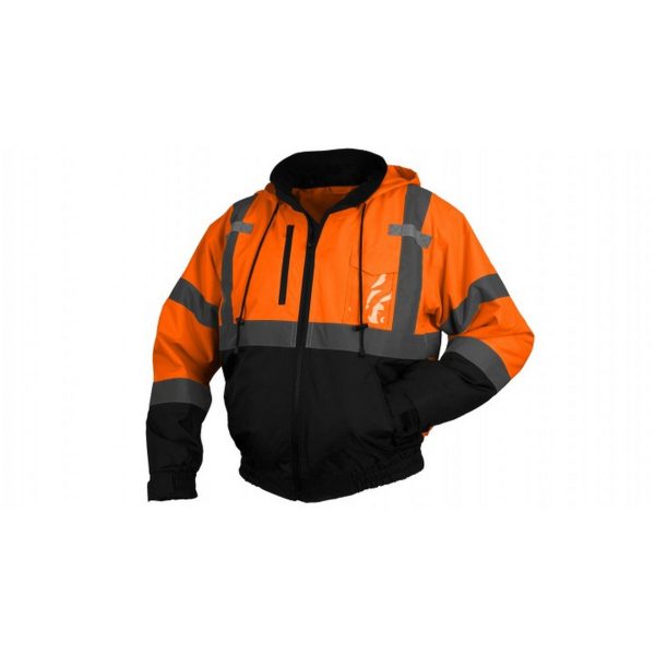 Type R Class 3 Black Bottom Bomber Jacket, with Zip-Out Fleece Liner, Orange