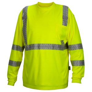 Type R Class 3  Long Sleeve T-Shirt, Broken Tape, Hi-Vis Lime