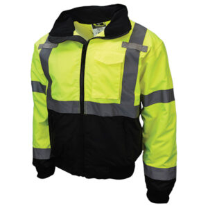 RADIANS CLASS 3 TWO-IN-ONE HIGH VISIBILITY BOMBER SAFETY JACKET, , HI-VIS GREEN/BLACK,