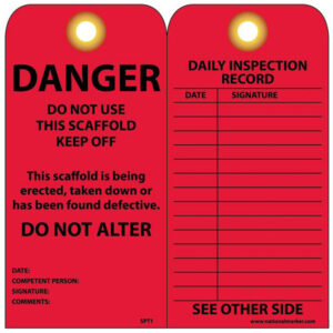 NMC "Danger Do Not Use This Scaffold", Tags, Red, 25/Pkg