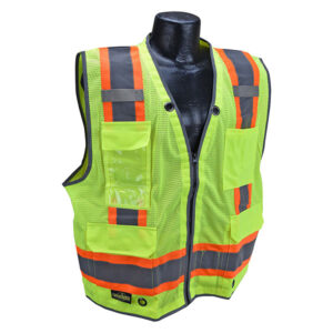 RADIANS TYPE R CLASS 2 HEAVY-DUTY 2-TONE SURVEYOR VEST, , HI-VIS LIME/ORANGE,