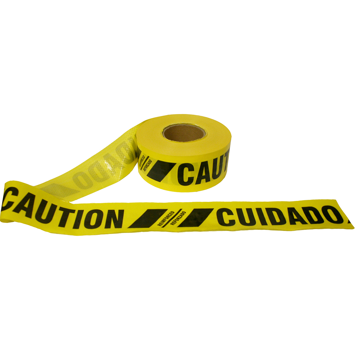 REINFORCED BARRICADE TAPE, CAUTION/CUIDADO, 3-INCH WIDTH, 500 FEET PER ROLL