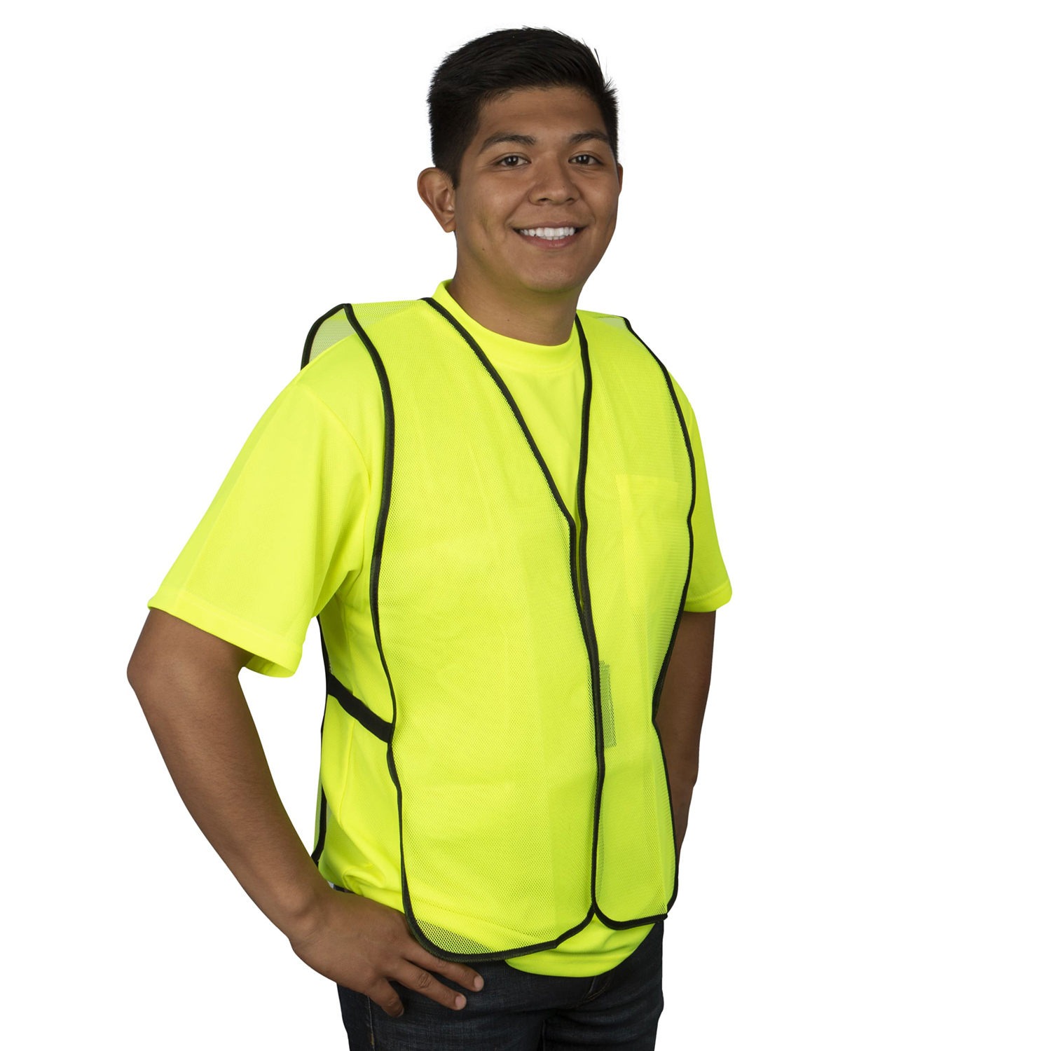 GENERAL PURPOSE, TYPE O, NON-RATED, LIME MESH VEST, HOOK & LOOP CLOSURE, NO REFLECTIVE TAPE