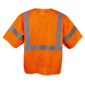 COR-BRITE TYPE R, CLASS 3, ORANGE MESH VEST, ZIPPER CLOSURE, 2-INCH SILVER REFLECTIVE TAPE,
