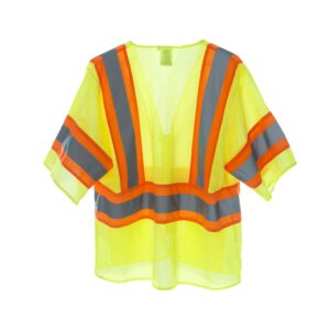 COR-BRITE TYPE R, CLASS 3, LIME MESH VEST, ZIPPER CLOSURE, TWO-TONE CONTRASTING TRIM/REFLECTIVE TAPE, POCKETS: TWO INSIDE LOWER, TWO OUTSIDE CHEST, TWO OUTSIDE LOWER