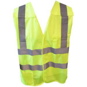 TYPE R, CLASS II, 5-POINT BREAKAWAY VEST, LIME MESH, ONE OUTSIDE POCKET, ONE INSIDE POCKET WITH HOOK & LOOP CLOSURE, 2-INCH SILVER REFLECTIVE TAPE