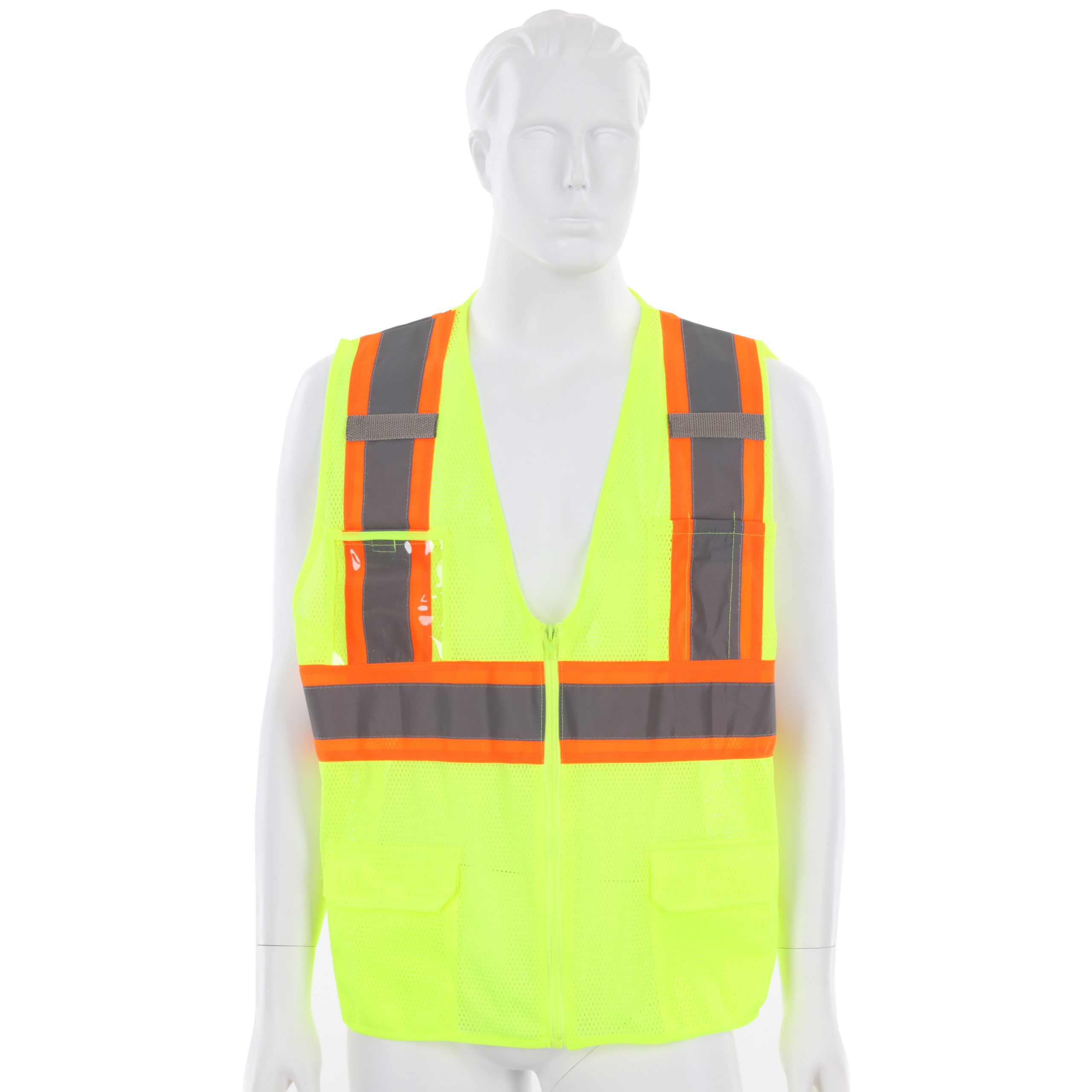 Cor-Brite High Visibility Vest, Type R Class 2,  Mesh Surveyor's, Two-Tone, Lime,