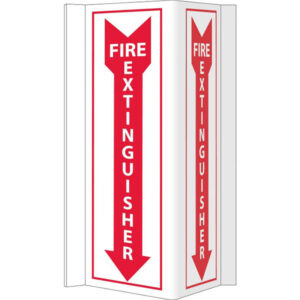 NMC Fire Extinguisher Sign, Rigid Vinyl, 16" x 8", White/Red, 1/Each
