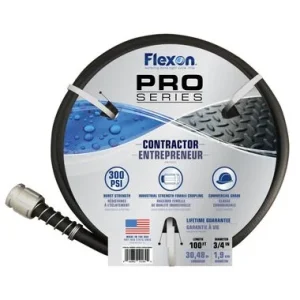 100' 3/4in Contractor Water Hose, Rubber/Vinyl,