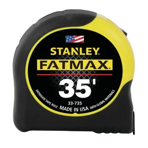 Stanley FatMax Classic Tape Measure, 1-1/4 in W x 35 ft L, SAE, Black/Yellow Case