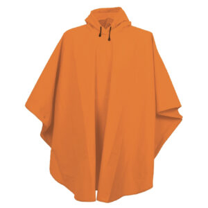 VALUE-LINE .10 MM SINGLE-PLY PVC PONCHO, ATTACHED HOOD & DRAWSTRING, ORANGE, SIZE 52"X 80"